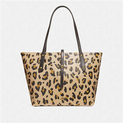 leopard print coach tote|coach leopard print market tote.